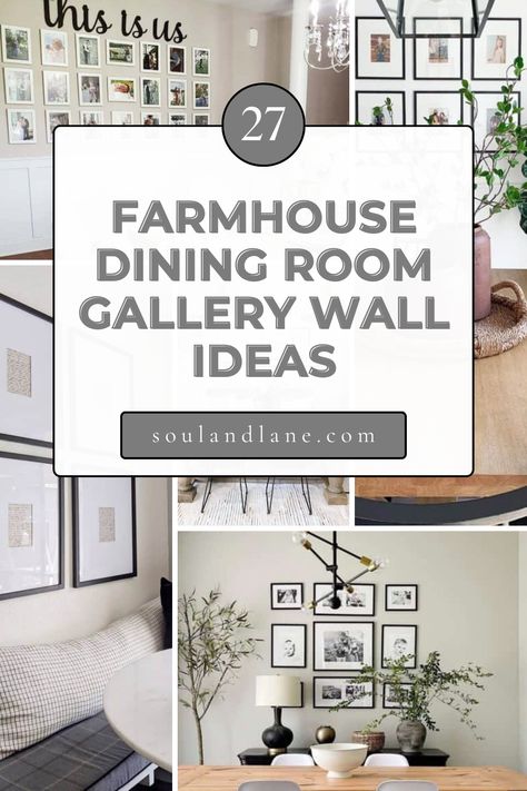 Discover how to elevate your dining space with farmhouse dining room gallery wall ideas. Learn the secrets to showcasing your personal style through vintage finds and modern twists, creating a warm, inviting atmosphere for every meal. Perfect for home decor enthusiasts seeking inspiration! Dining Room Wall Gallery, Unique Wall Art Dining Room, Neutral Dining Room Wall Decor, Black Wall Dining Room Decor, Formal Dining Room Wall Decor Ideas, Family Pictures In Dining Room, Farmhouse Dining Room Wall Art, Modern Farmhouse Formal Dining Room, Picture Wall Dining Room