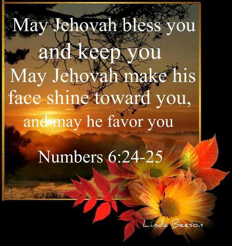 24 “May Jehovah bless you and safeguard you. 25 May Jehovah make his face shine upon you, and may he favour you. Jehovah Witness Bible, Jw Life, Jw Bible, Jehovah Quotes, Jehovah Witness Quotes, Jehovah Witness, Bible Images, Favorite Scriptures, Bible Promises