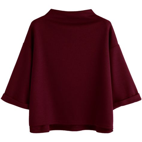 SheIn(sheinside) Mock Neck High Low Cuffed T-shirt (520 DOP) ❤ liked on Polyvore featuring tops, t-shirts, shirts, sweaters, t shirt, burgundy, three quarter sleeve shirts, high neck t shirt, 3/4 sleeve tops and stretch t shirt Three Quarter Sleeve Shirt, Mock Neck And T Shirt, Burgundy Shirt, Three Quarter Sleeve Tops, T Shirt Crop Top, Burgundy Top, Purple T Shirts, Elegant Blouses, Purple Shirt