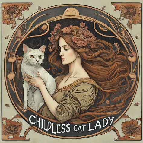 Childless cat ladies unite! Celebrate your cat loving, world dominating life with this Art Nouveau print of a woman holding her beloved white cat. This image is was created with the assistance of AI, so it is part AI & partially digitally painted by me. Art Nouveau Cat, Art Nuevo, Lady Art, Artist Alley, Country Art, Awesome Art, Funky Art, White Cat, Figurative Art