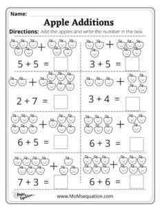 Additions with Apples is quite engaging for kids and encourage them to do math without pressure. Download the free pdf for Apple addition worksheets on the website Apple Math Worksheets, Apple Addition, Thanksgiving Worksheets Kindergarten, Kindergarden Math, Word Problems Kindergarten, Free Addition Worksheets, Holiday Math Worksheets, Counting Worksheets For Kindergarten, Apple Math