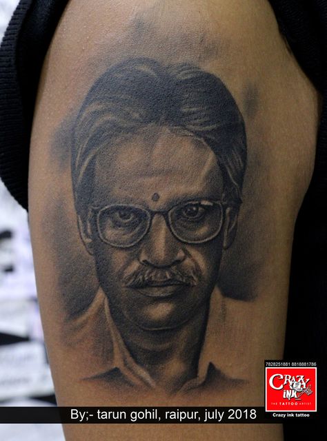 Black and grey realistic portrait tattoo. Done by tattoo artist Tarun gohil. At crazy ink tattoo studio Raipur, India..  #portrait #portraittattoo #3dtattoo #facetattoo #mentattoo #womentattoo #tattooidea #creativity #ink #indiantattoo #riapurtattoo #tattooartist #tattoo #artist. Realistic Portrait Tattoo, Designer Tattoo, Cool Tattoo, Realistic Portrait, Indian Tattoo, Cowgirl Art, 3d Tattoo, Vintage Cowgirl, Tattoo Cover-up