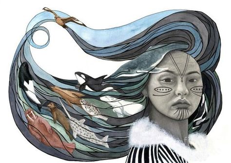 Goddess Of The Sea, World Mythology, Sea Mammal, Inuit Art, Ancient Mythology, Pagan Witch, Marine Animals, Indigenous Art, Gods And Goddesses