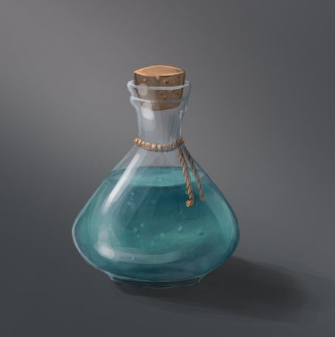 Magic water Potion Art, Healing Potion, Magic Water, Bottle Drawing, D D Items, Magic Bottles, Magic Items, Fantasy Props, Fantasy Images