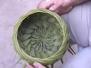 How to Make Small Basket with Palm Tree Leaves - YouTube Weaving With Palm Leaves, Palm Leaves Basket, How To Weave Palm Leaves, Coconut Leaf Weaving, Palm Leaf Weaving, Palm Leaf Craft, Handmade Baskets Weaving, Palm Weaving, Palm Leaf Basket