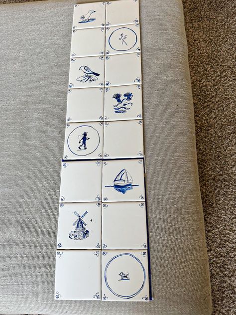 How To Hand Paint Tile: Faux Delft Tile DIY - The Morris Mansion Diy Spanish Tiles, Painted Ceramic Tile Backsplash, How To Paint On Tiles, Diy Hand Painted Tiles, Blue Delft Tiles, Homemade Ceramic Tiles, Delft Tile Bathroom, Hand Painted Tile Backsplash, Diy Delft Tile