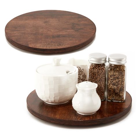 Kitchen Turntable, Countertop Pantry, Lazy Susan Organization, Wood Lazy Susan, Farmhouse Theme, Lazy Susan Turntable, Cabinet Kitchen, Closet Cabinets, Drawer Organizers