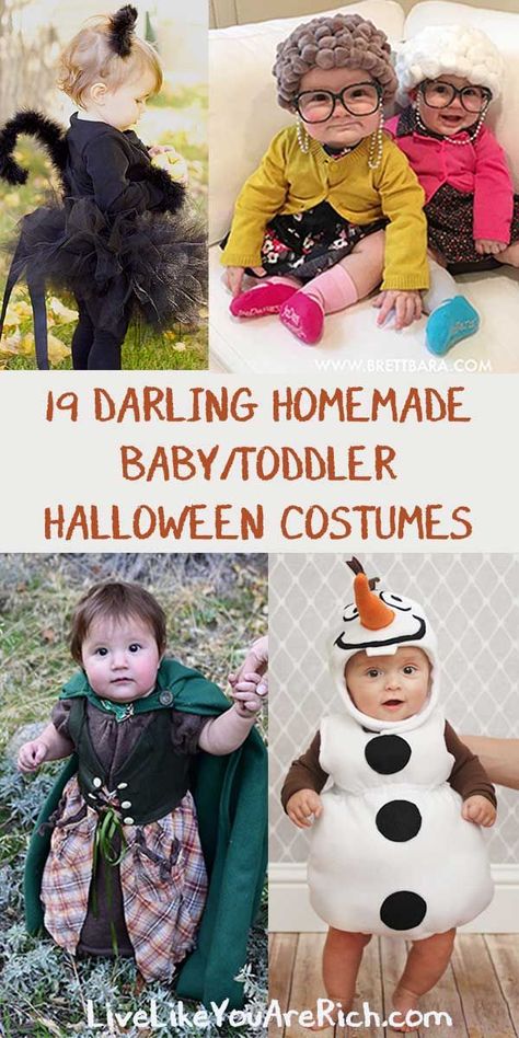 These 19 Darling Homemade Baby/Toddler Halloween Costume ideas are too cute and look so easy to make! #halloweencostumes #babycostume #toddlercostume #darlinghalloweencostumes Cute One Year Old Halloween Costumes, Infant Halloween Costumes For Girls Baby, Halloween Costumes For Infant Girl, Halloween Costumes For Babies Girl, Easy Homemade Baby Costumes, 10 Month Old Costume Halloween, 16 Month Old Halloween Costume Girl, Cute Halloween Costumes For Toddler Girl, 15 Month Old Halloween Costume Girl