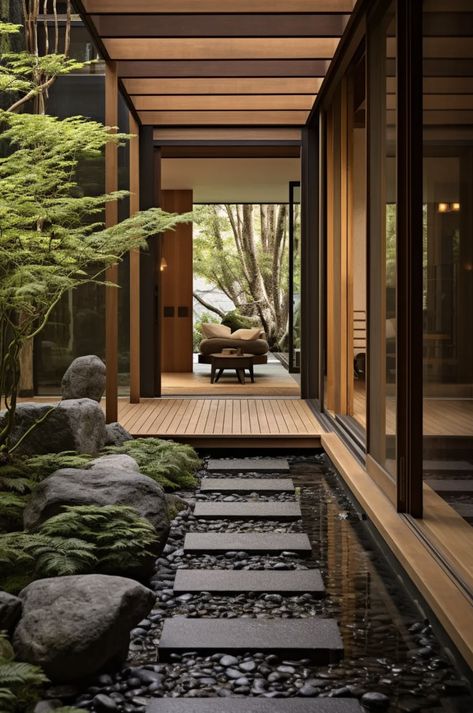 Japandi Landscaping, Japandi Exterior, Japanese Patio, Zen Architecture, Plants Backyard, Backyard Party Decorations, Modern Japanese Architecture, Business To Start, Best Business To Start