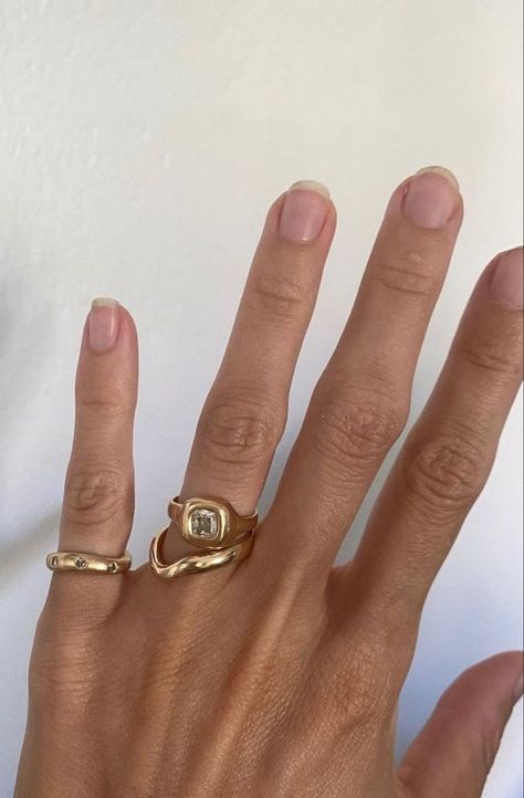 Chunky Gold Engagement Ring, Cute Engagement Rings, Style Evolution, Future Engagement Rings, Best Engagement Rings, Dope Jewelry, Dream Engagement Rings, Jewelry Lookbook, Stacked Jewelry