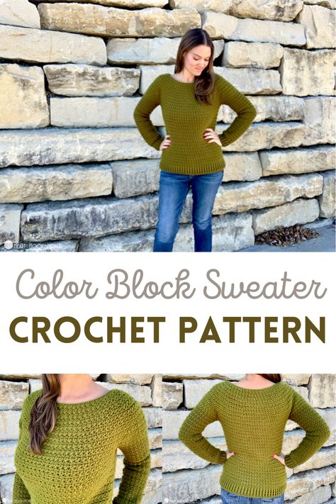 Ready for a crochet project that's as fun as it is practical? Try the Color Block Sweater Pattern. This Heart Hook Home design works up quickly and is available in eight sizes, ranging from XS to 4XL. Cozy up in your own handmade sweater today. Color Block Sweater Pattern, Crochet Mittens Pattern, Best Cardigans, Crochet Tank Tops, Crocheted Patterns, Crochet Jumper, Beginner Knitting Patterns, Handmade Sweater, Sweater Crochet