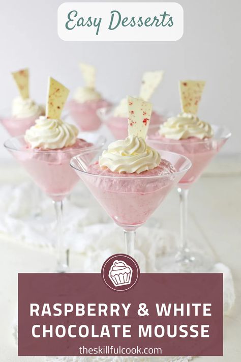 Indulge in a delightful blend of tangy raspberries and sweet white chocolate with this light, airy mousse. The rich flavors intertwine perfectly, creating a melt-in-your-mouth experience that's hard to resist. This Raspberry & White Chocolate Mousse is not only a treat to your taste buds, but a feast for your eyes too! It's easy, luxurious and the perfect end to any meal. Ready to impress with less stress? Hit 'Save' to keep this recipe at your fingertips! Strawberry White Chocolate Mousse, Raspberry White Chocolate Recipes, Raspberry White Chocolate Mousse, Chocolate Raspberry Mousse Cake Recipe, Easy Mousse, White Chocolate Mousse Recipe, Chocolate Raspberry Mousse Cake, Raspberry Mousse Cake, Parties Food