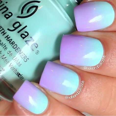 Purple and Mint Ombre Effect Nail Ideas Blue And Purple, Blue And Purple Gel Nails, Ombre Nails Purple And Blue, Blue And Purple Nails Acrylic Short, Lavender And Teal Nails, Purple Blue Ombre Nails, Teal Purple Nails, Lilac And Blue Nails, Blue And Purple Ombre Nails