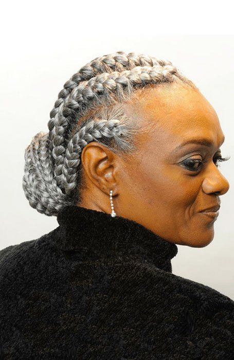 60 Youthful Hairstyles & Haircuts for Women Over 50 - The Trend Spotter Braided Hairstyles For Older Black Women Over 50, Grey Hair Braids, Hairstyles For Seniors, Youthful Hairstyles, Grey Hair Over 50, Beautiful Gray Hair, Braided Styles, Curly Pixie, Glamorous Hair