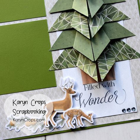 Folded Tree Scrapbook Layout Karyn Crops, Memories Ideas, Scrapbooking Retreats, Memories Scrapbook, Winter Paper, Creative Memories Scrapbooking, Christmas Layouts, Scrapbooking Techniques, Paper Tree