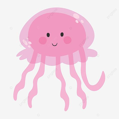 Jellyfish Illustration Cute, Jelly Fish Cartoon, Cute Jellyfish Drawing, Medusa Animal, Jellyfish Vector, Jellyfish Png, Jellyfish Clipart, Cartoon Jellyfish, Mermaid Happy Birthday