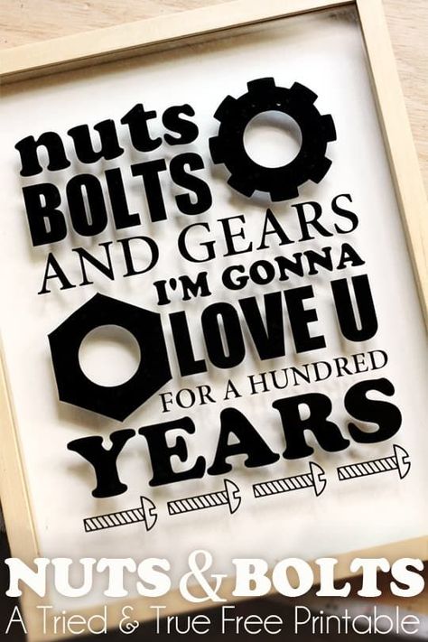 Nuts & Bolts, Little Things Quotes, Nuts Bolts, Fathers Day Crafts, Nuts And Bolts, Silhouette Cameo Projects, Cameo Projects, Silhouette Art, Valentine Day Crafts