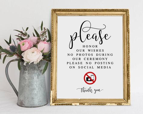 No Photos On Social Media Wedding Sign, No Photos Sign Wedding, No Photos At Wedding Sign, Wedding No Photos Sign, No Photo Wedding Sign, Wedding No Pictures Sign, No Social Media Wedding Signs, Unplugged Wedding Sign Funny, Wedding Sign No Phones