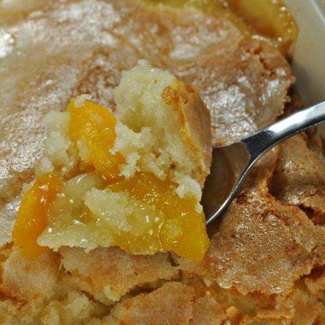 Mom's Magic Peach Cobbler - The Food Hussy Magic Peach Cobbler, Canned Peach Cobbler Recipe, Fruit Cobbler Recipe, Church Recipes, Peach Cobbler Ingredients, Southern Peach Cobbler, Easy Peach Cobbler Recipe, Peach Dessert Recipes, Cobbler Topping