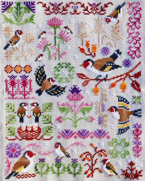 Folk Cross Stitch, Vintage Samplers, Cross Stitch Sampler Patterns, Cross Stitch Bird, Cross Stitch Pictures, Cute Cross Stitch, Crochet Cross, Cross Stitch Samplers, Cross Stitch Charts