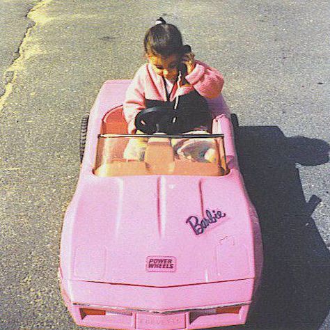 Yes, this is me in my old school Barbie power wheels always on the phone!! Pink Ferrari, Barbie Car, Ferrari, For Kids, Pink