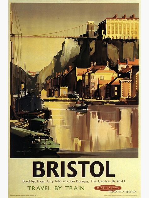 Bristol Poster, Poster Vintage Retro, Bristol England, Railway Posters, British Rail, City Scene, Travel Wall, Travel Wall Art, Vintage Poster Art