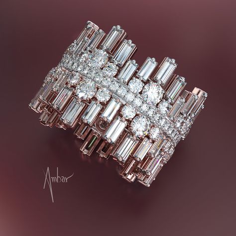 A Breathtaking Round Baguette Diamond Band from Bez Ambar Bez Ambar, Simple Engagement, Custom Engagement Rings, Ruby Engagement Ring, Popular Jewelry, Zircon Ring, Engagement Jewelry, Custom Engagement Ring, Rings Simple