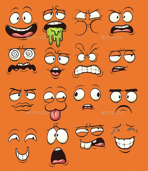 Cartoon Faces - Miscellaneous Characters Dizzy Cartoon, Angry Face Illustration, Angry Cartoon Face, Cartoon Illustration Art, Funny Cartoon Drawings, Cartoon Faces Expressions, Angry Cartoon, Funny Cartoon Faces, Expression Face