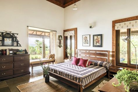 This home in Coorg salutes both local folklore and design | Architectural Digest India Contemporary Floor Plans, Indian Room Decor, Indian Bedroom Decor, India Home Decor, Indian Home Design, Indian Home Interior, Home Decor Living Room, Home Decorating Ideas, Indian Home