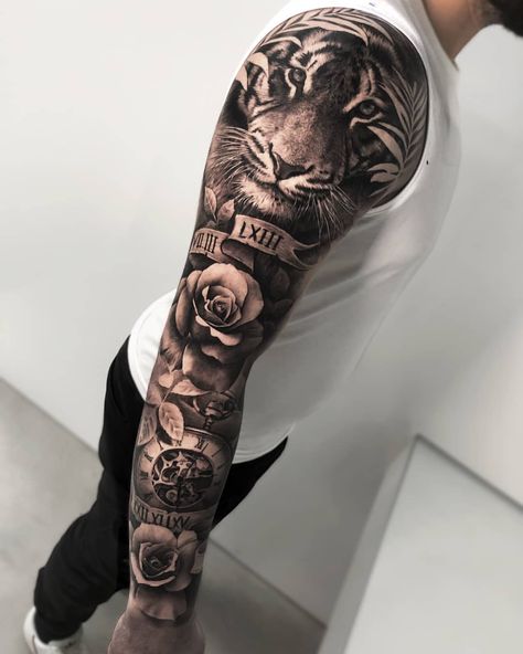 Mens Full Sleeve Tattoo, Side Arm Tattoos, Mangas Tattoo, Tiger Tattoo Sleeve, Lion Tattoo Sleeves, Men Tattoos Arm Sleeve, Full Sleeve Tattoos, Full Sleeve Tattoo, Best Sleeve Tattoos