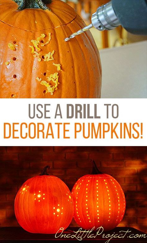 Drilled Pumpkins, Pumpkin Carving Hacks, Pumpkin Drilling, Decorate Pumpkins, Diy Lotions, Pep Club, Idea For Halloween, Pumpkin Carving Party, Easy Pumpkin Carving