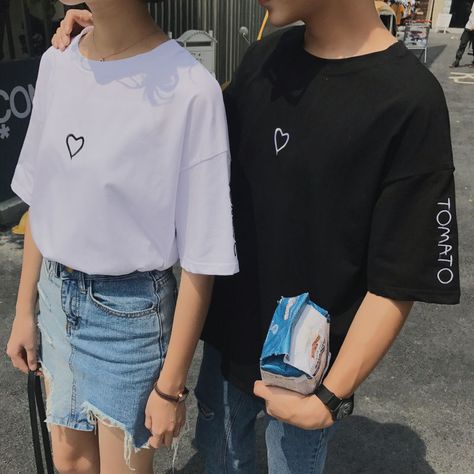 Buy Miss Coco Couple Matching Embroidered T-Shirt | YesStyle Matching Couple Clothes, Matching Couple Outfits Casual, Couple T Shirt Design, Korean Women Fashion, Couple Shirt Design, Cute Couple Shirts, Cute Couple Outfits, Matching Couple Shirts, Matching Couple Outfits