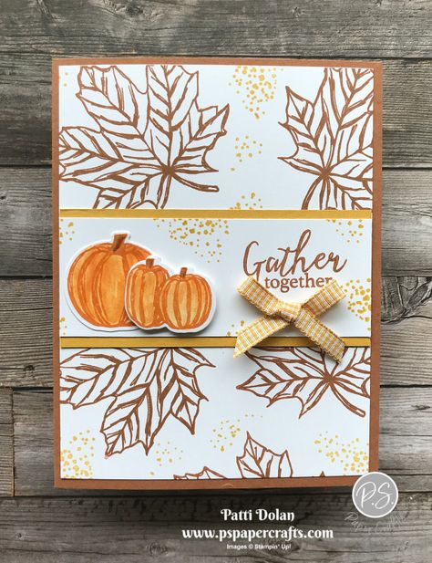 Stampin Up Gather Together Card Ideas, Stampin Up Gather Together Cards, Su Gather Together Cards, Stampin Up Gather Together, Gather Together Stampin Up Cards, Pretty Pumpkins Stampin Up Cards, Fall Stampin Up Cards, Pumpkin Cards Handmade, Thanksgiving Cards Stampin Up Ideas