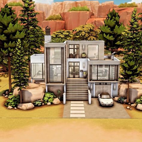 Hello Lovelies❤️ 🌟 Tomorrow is the big day! 🌟 I’m super excited to announce my latest build called "Elegance" 🏡✨This modern house is perfect for a single Sim or a couple and offers everything you could dream of. 💕 Upstairs, you'll find a stylish living space with modern furnishings, while the basement features a luxurious sauna—ideal for unwinding after a long day. 🧖‍♀️🔥 I hope you all love it as much as I do! Stay tuned for the Gallery tomorrow! 🙌 EA ID #Juliee86 #SimsLife #NewHome #Un... Sims Eco Lifestyle, Sims 4 Modern House, Sims 4 House Plans, Eco Lifestyle, Townhouse Designs, Casas The Sims 4, Sims House Plans, Los Sims, Sims 4 Build