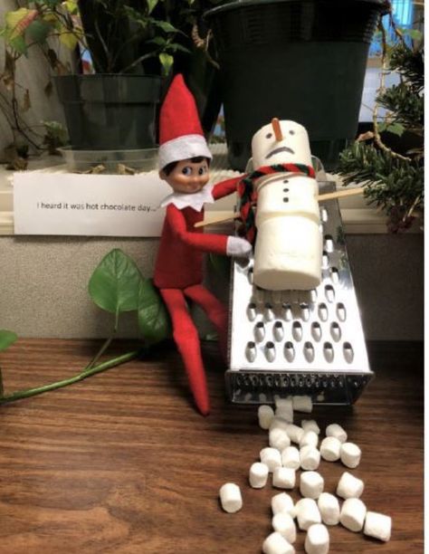 Elf Ideas Easy, Bad Elf, Elf Magic, Awesome Elf On The Shelf Ideas, Elf Activities, Xmas Elf, Elf Antics, Elf Fun, Office Shelf