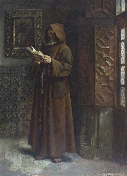 Artwork by Ignacio de Leon y Escosura, Monje franciscano leyendo, Made of Oil on board Traditional Catholicism, Saint Quotes Catholic, Christian Artwork, Biblical Art, The Monks, Jesus Art, Catholic Art, Jesus Pictures, Classical Art