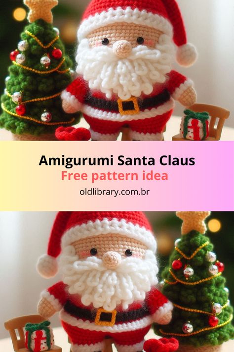 Create your holiday decorations with this adorable amigurumi Santa Claus crochet pattern. Crochet Angel Ornament Pattern, Santa Crochet Pattern, Amigurumi Santa Claus Free Pattern, Free Crochet Christmas Decorations, Santa Crochet Patterns Free, Crochet Santa Free Pattern, Crochet Turtle Pattern Free, Crochet Santa Claus, Amigurumi Santa Claus