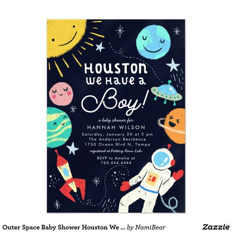 Outer Space Baby Shower, Baby Shower By Mail, Shower By Mail, Boy Baby Shower Ideas, Space Boy, Mail Gifts, Baby Shower Invitaciones, Space Baby, Boy Baby Shower