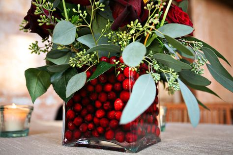 April 17, 2009 by aashleyt project wedding: "Brilliant berries pop in cubic glass vases" rustic red austin texas wedding photo by: Katherine O'Brien Cranberry Centerpiece, Wedding Flowers Winter, Christmas Wedding Centerpieces, Flowers Winter, Winter Centerpieces, Rustic Winter Wedding, Winter Wedding Bouquet, Winter Wedding Flowers, Unique Wedding Flowers