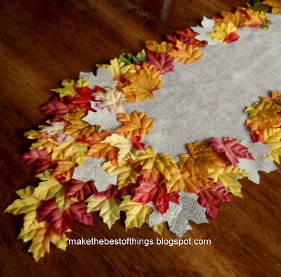 Leaf Table Runner, Leaves Table Runner, Diy Leaf, Fake Leaves, Leaf Projects, Diy Leaves, Faux Leaf, Autumn Crafts, Leaf Table