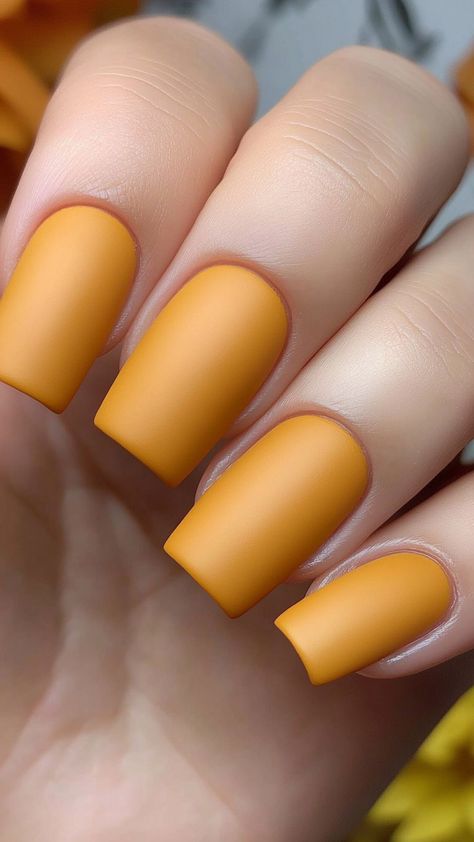 23 Stunning Square Fall Nails You Need to Try | Lookosm Burnt Yellow Nails, Autumn Yellow Nails, Mustard Yellow Nails, Square Fall Nails, Yellow Fall Nails, Nails 23, Fall Toe Nails, Yellow Nails Design, Gold Hair Colors