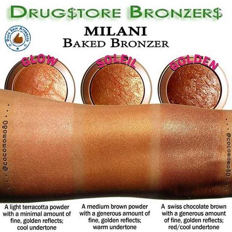 Cocomomo80 Bronzer Swatches for Dark Skin - Imgur Highlights For Tan Skin, Milani Bronzer, Milani Baked Bronzer, Drugstore Bronzer, Milani Cosmetics, Deep Skin, Makeup Swatches, Makeup Obsession, Dark Skin Makeup