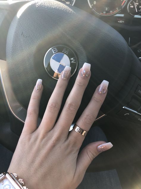 Ombre Nails With Glitter Ring Finger, Nail Ideas With Glitter, Nails Vegas, Letter Nails, Glitter Ombre Nails, Shellac Designs, Dance Nails, Nexgen Nails, Chanel Nails