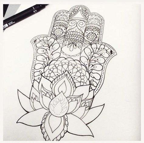 Tattoo Design • The Hamsa Hand • Lotus Flower Hamsa Tattoo Design, Sternum Tattoo Design, Hamsa Hand Tattoo, Targaryen Tattoo, Hamsa Tattoo, Kunst Tattoos, Sternum Tattoo, Line Art Tattoos, Lotus Tattoo