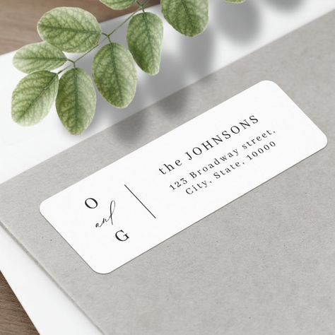 Elegant modern monogram minimalist return address  label Modern Monogram, Name Label, Modern Minimalist Wedding, Name Labels, Address Label, Kids Nursery Decor, Return Address Labels, Free Birthday Invitations, Free Birthday Invitation Templates