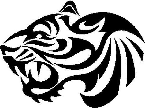 Tribal tiger Tiger Silhouette, Lion Flower, Laptop Vinyl Decal, Marquesan Tattoos, Art Premier, Custom Vinyl Decal, Tiger Tattoo, Tiger Head, Scroll Saw Patterns