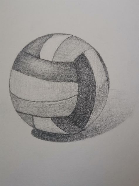 Drawings Of Instruments, Volleyball Drawing Ideas, Value Art Drawing, Volleyball Drawings, Volleyball Sketch, Ball Sketch, Objects Drawing, Volleyball Drawing, Drawing Summer