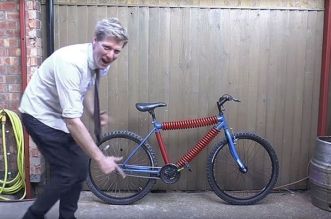 Colin Furze with bicycle made of springs Colin Furze, Bicycle Frame, Metal Spring, Dream Cars, Springs, Bicycle, Bike, Lifestyle, Frame