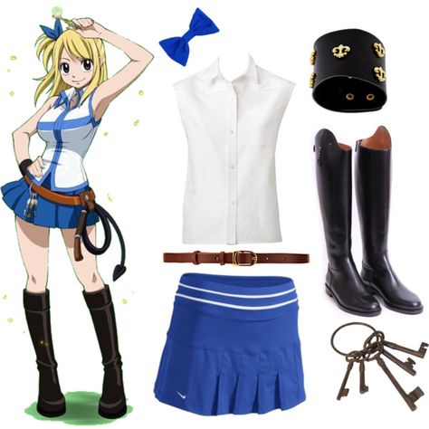 "Lucy Fairy Tail Closet Cosplay" by cherubicwindigo on Polyvore Manga Costume, Lucy Fairy Tail, Lucy Cosplay, Fairy Tail Cosplay, Closet Cosplay, Fitness Shirts, Anime Outfit, Holloween Costume, Character Inspired Outfits