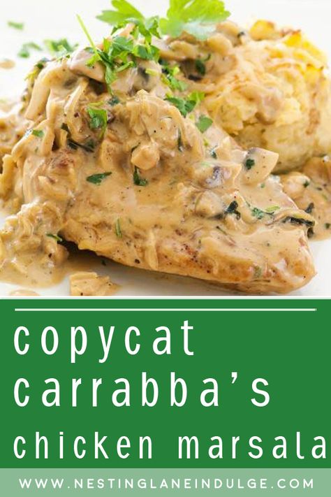 Carrabas Chicken Marsala, Carabbas Recipes, Carrabbas Recipes, Chicken Scallopini, Chicken Marsala Recipe, Marsala Recipe, Restaurant Inspired Recipes, Masala Sauce, Marsala Chicken Recipes